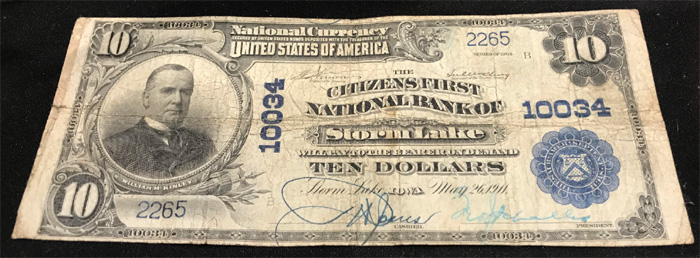 Citizens National Bank of Storm Lake National Currency dollar bill