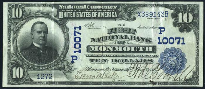 First National Bank of Monmouth National Currency dollar bill