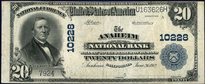 Anaheim National Bank National Currency dollar bill
