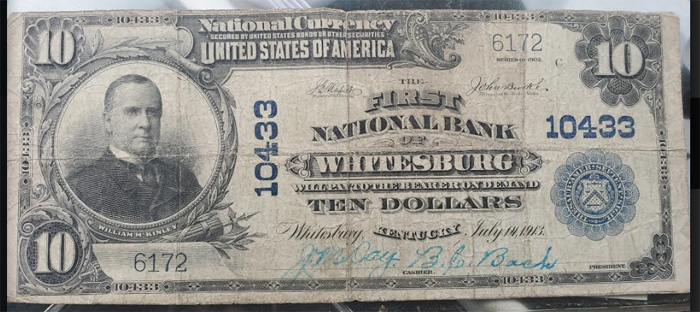 First National Bank of Whitesburg National Currency dollar bill