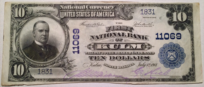 First National Bank of Kulm National Currency dollar bill