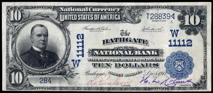 Bathgate National Bank, Bathgate National Currency dollar bill