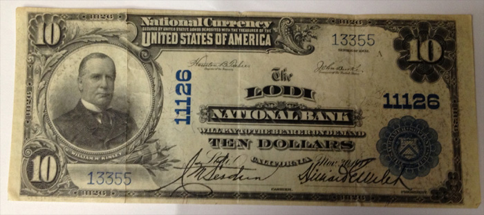 Lodi National Bank, Lodi National Currency dollar bill