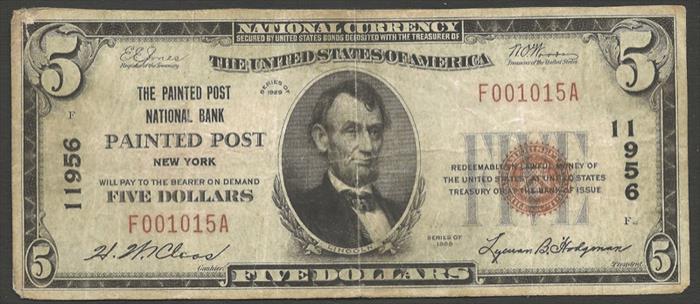 Painted Post National Bank, Painted Post National Currency dollar bill