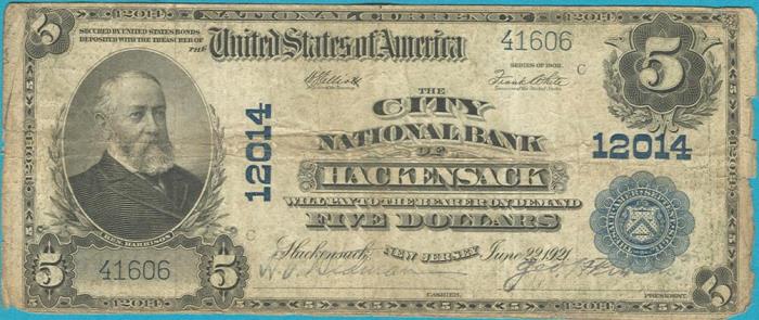 City National Bank of Hackensack National Currency dollar bill