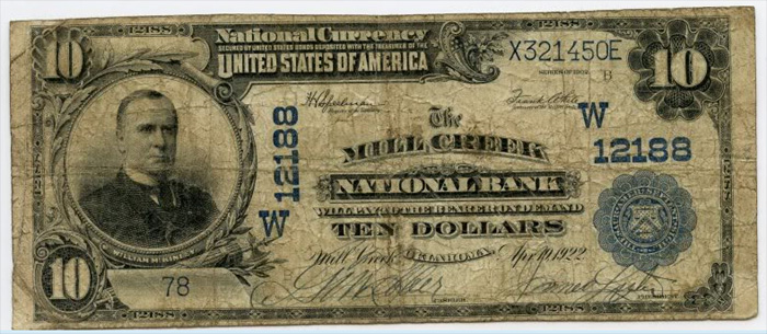 Mill Creek National Bank, Mill Creek National Currency dollar bill