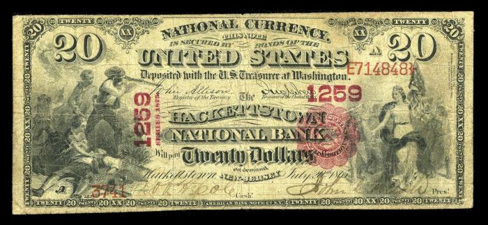 Hackettstown National Bank, Hackettstown National Currency dollar bill