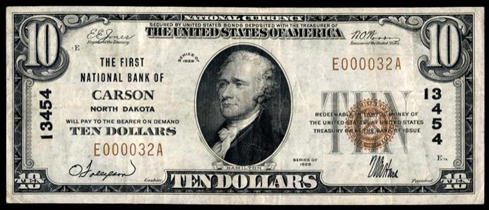 First National Bank of Carson National Currency dollar bill