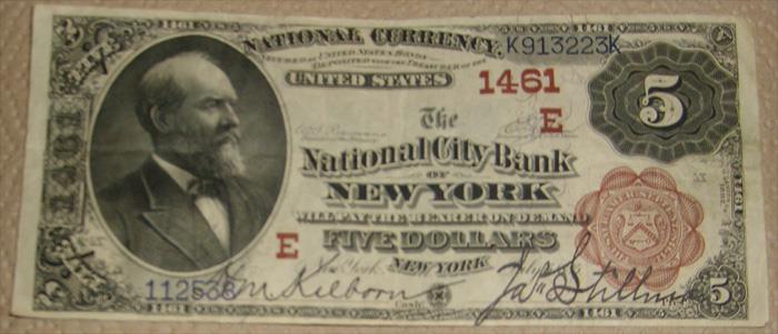 National City Bank of New York National Currency dollar bill