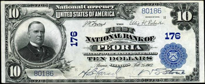 First National Bank of Peoria National Currency dollar bill