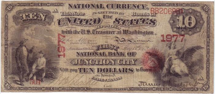First National Bank of Junction City National Currency dollar bill