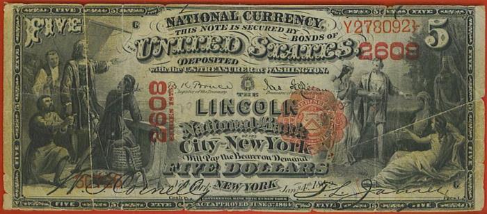 Lincoln National Bank of The City of NY National Currency dollar bill