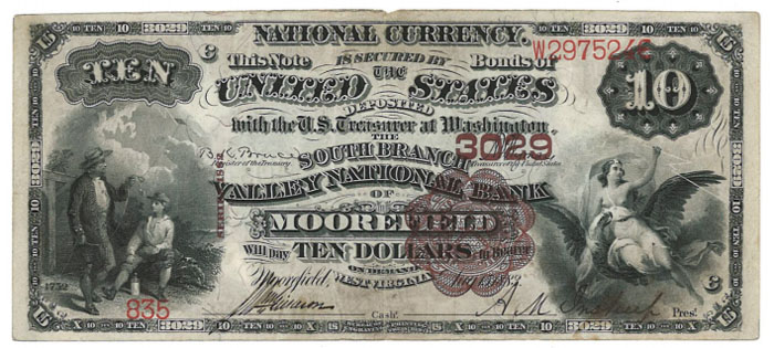 South Branch Valley National Bank of Moorefield National Currency dollar bill