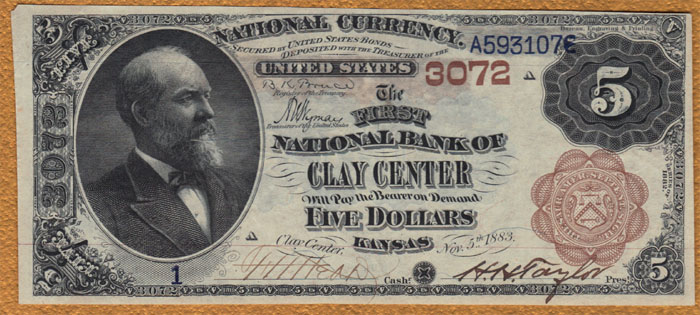 First National Bank of Clay Center National Currency dollar bill