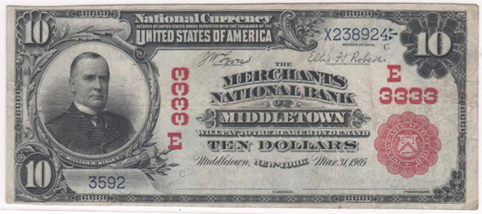 Merchants and Manufacturers National Bank of Middletown National Currency dollar bill