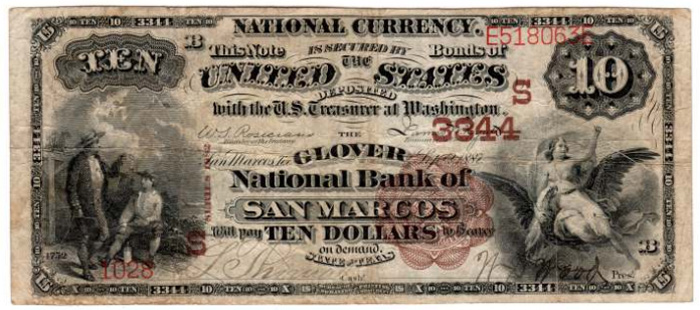 National Bank of San Marcos National Currency dollar bill