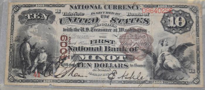 First National Bank, Minot National Currency dollar bill