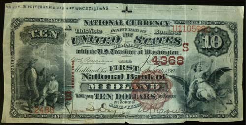 First National Bank of Midland National Currency dollar bill