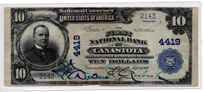 First National Bank of Canastota National Currency dollar bill
