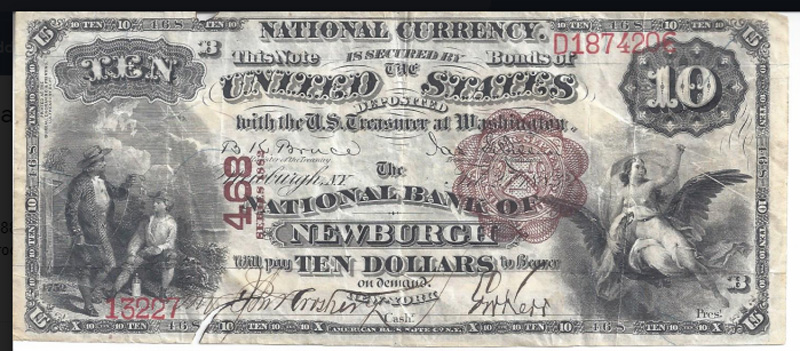 National Bank of Newburgh National Currency dollar bill