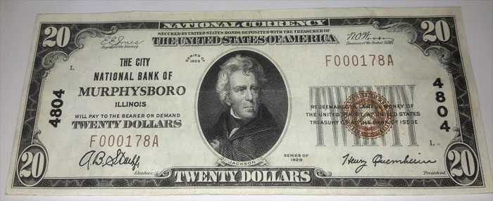 City National Bank of Murphysboro National Currency dollar bill