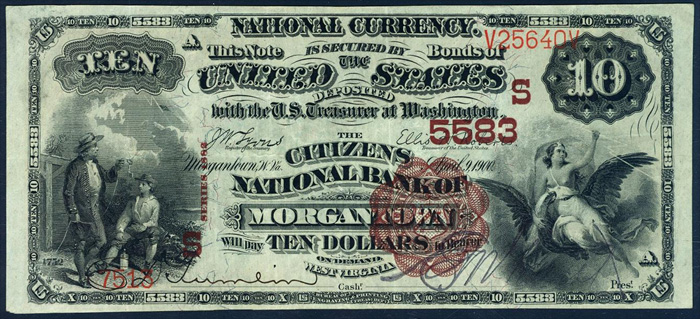Citizens National Bank of Morgantown National Currency dollar bill