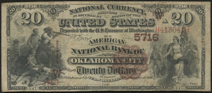 American National Bank of Oklahoma City National Currency dollar bill