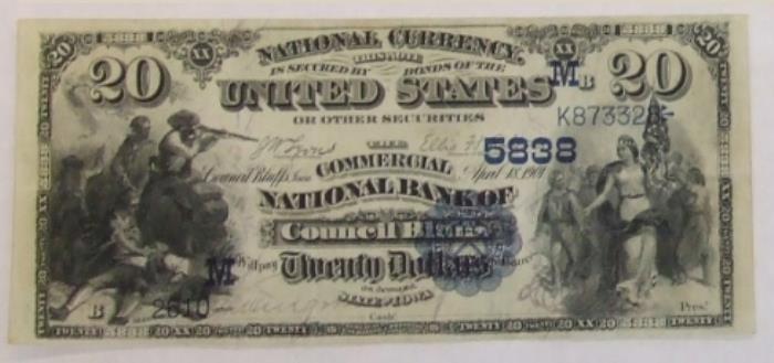 Commercial National Bank of Council Bluffs National Currency dollar bill