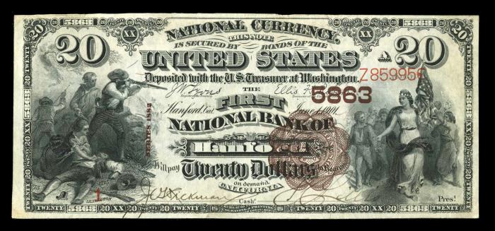 First National Bank of Hanford National Currency dollar bill
