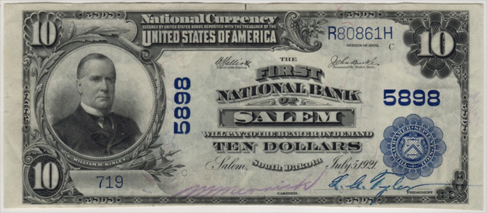 First National Bank of Salem National Currency dollar bill