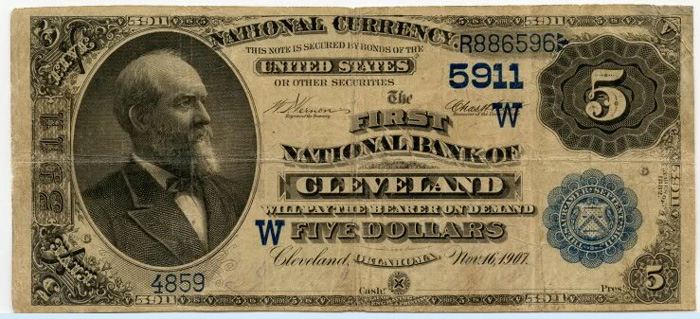 First National Bank of Cleveland National Currency dollar bill
