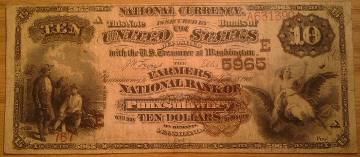 Farmers National Bank of Punxsutawney National Currency dollar bill