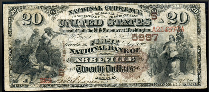 First National Bank of Abbeville National Currency dollar bill