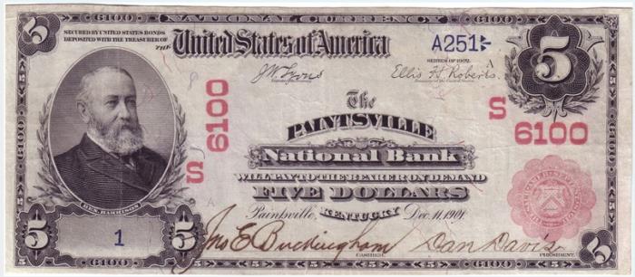 Paintsville National Bank, Paintsville National Currency dollar bill