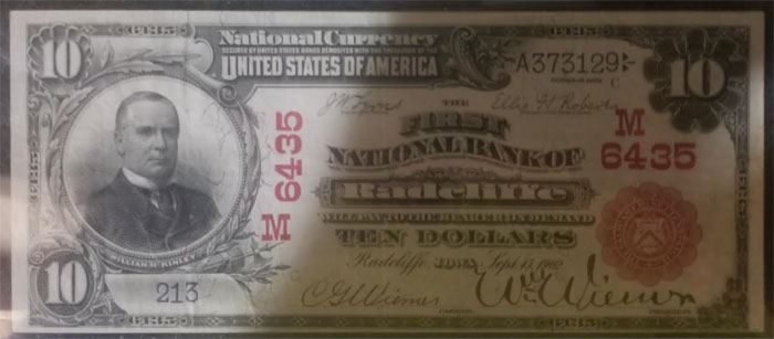First National Bank of Radcliffe National Currency dollar bill