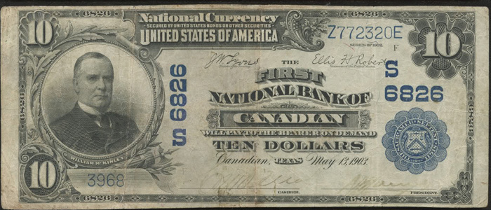 First National Bank of Canadian National Currency dollar bill