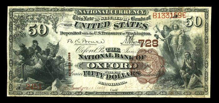 National Bank of Oxford National Currency dollar bill