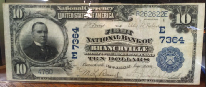 First National Bank of Branchville National Currency dollar bill