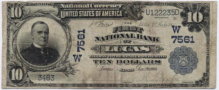 First National Bank of Lucas National Currency dollar bill