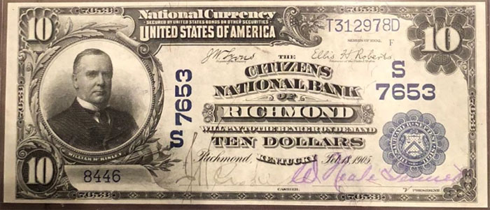 Citizens National Bank of Richmond National Currency dollar bill