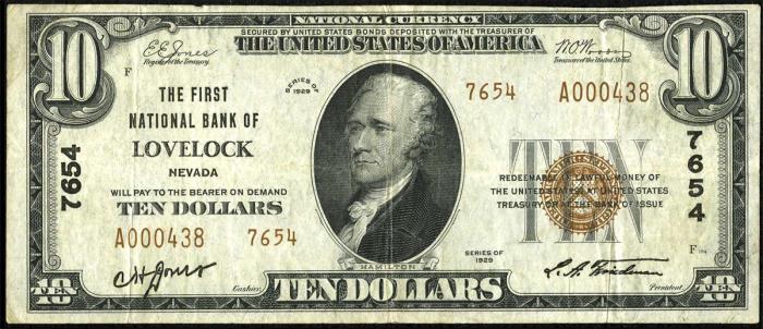 First National Bank of Lovelock National Currency dollar bill