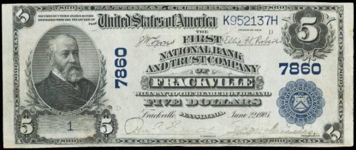 First National Bank of Frackville National Currency dollar bill