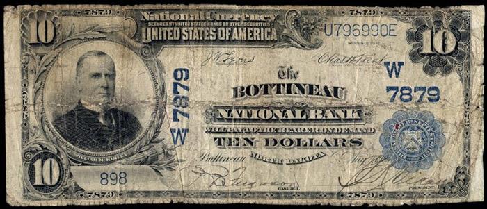 Bottineau National Bank, Bottineau National Currency dollar bill