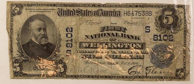 First National Bank of Wellington National Currency dollar bill