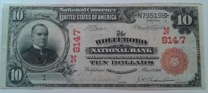 Wolfeboro National Bank, Wolfeboro National Currency dollar bill