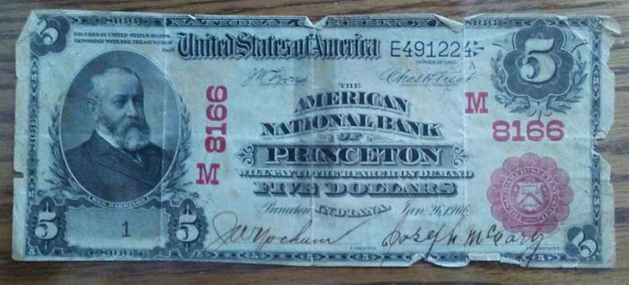 American National Bank of Princeton National Currency dollar bill