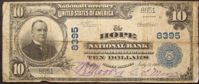 Hope National Bank, Hope National Currency dollar bill
