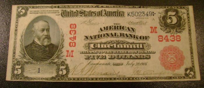 American National Bank of Cincinnati National Currency dollar bill