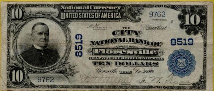 City National Bank of Floresville National Currency dollar bill