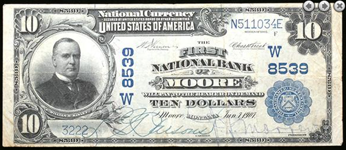 First National Bank of Moore National Currency dollar bill